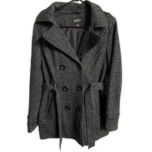 Jones New York  Hooded Coat Size S Black Heather Double Breasted Knit  - £50.41 GBP