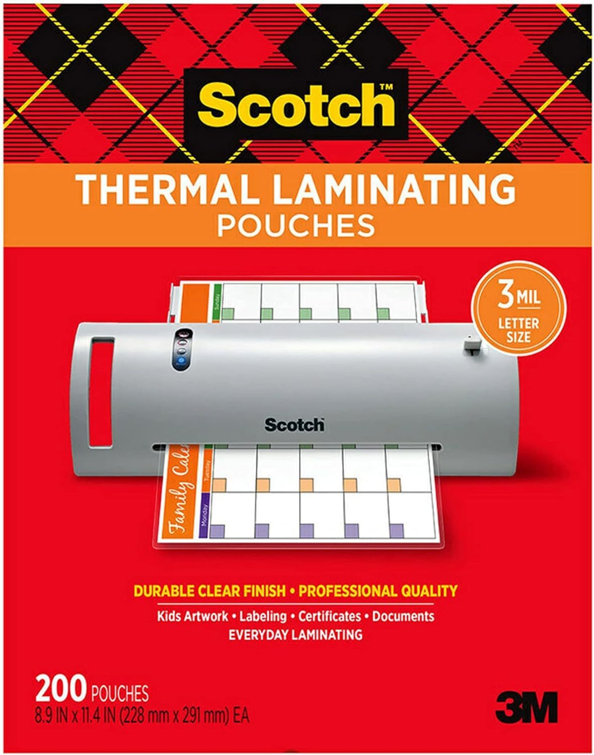 Scotch Thermal Laminating Pouches, 8 X 9 X 11 Point 4 Inches, Letter, Pa... - $44.97