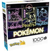 Pokemon Neon Pikachu Mewtwo Psyduck Jigsaw Puzzle 1000 Pieces Buffalo Br... - $14.95