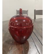 Vtg Anchor Hocking Ruby Red Glass Apple Cookie Jar NOS Art Glass MCM - $41.61 CAD