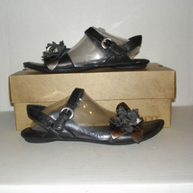 BORN Women&#39;s Black /Bronze Leather &quot;Hazel Nut&quot; Slingback Flat Sandals SZ... - £15.98 GBP