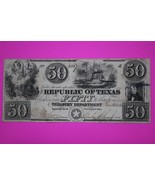 Cut &amp; Cancelled Republic of Texas Fifty 50 Dollars Paper money Note Auth... - $499.99