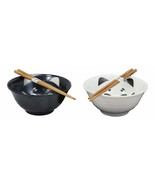 Ebros Made In Japan Black And White Lucky Meow Cats Bowl Set of 2 With C... - £23.59 GBP