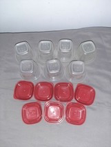 Lot Of 7 Rubbermaid RED Dressing Containers with Lids Snap On 2-5/8&quot;&quot; Sq... - $239.38 MXN