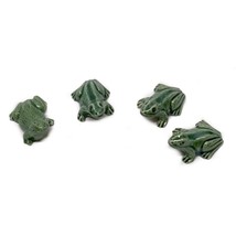 Vintage Miniature Mud Man Green Frog Figurine Chinese 1960&#39;S  Set of 4 1.25&quot; - £11.65 GBP