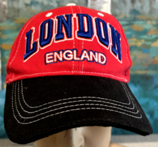 Awnhill Great Britain LONDON ENGLAND baseball cap hat Red &amp; Blue adjustable - $9.58