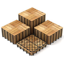 Pack of 30 Acacia Wood Interlocking Deck Tiles-Brown - Color: Brown - $2,877.26 MXN