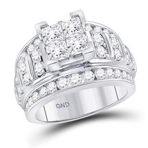 14kt White Gold Princess Diamond Cluster Bridal Wedding Engagement Ring 3.00 Ctw - £3,736.04 GBP