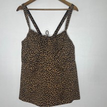 Lands&#39; End Swim Tankini Top 24W Leopard Print Adjustable Straps - $29.11 CAD