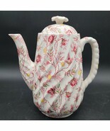 Rare Vintage Spode Rosebud Chintz Twisted Coffee Pot Pink Vine Floral Im... - $60.91 CAD