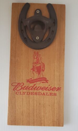 Budweiser Clydesdales Wall Sign With Horseshoe Beer Bottle Opener Anheus... - $13.55