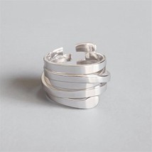  Spring 925 Sterling Silver Jewelry Fashion Glossy Multi-layer Winding Ring - $10.99