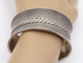925 Sterling Silver - Vintage Shiny Swirl Twist Concave Cuff Bracelet - BT2656 - £174.57 GBP