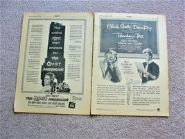 The Quiet American &amp; Teacher&#39;s Pet  ( 2)  Pages Movie Ads from Variety 1958. - £18.17 GBP