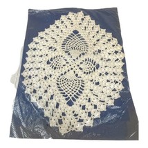 Vintage OVAL White Fine Crochet  Doily Handmade 9” X 11” Centerpiece Del... - £9.42 GBP