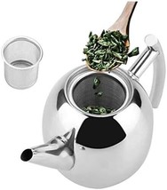 Newness Stainless Steel Teapot with Infuser - Polished Tea Kettle for Loose Leaf - £9.20 GBP