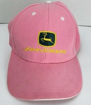 John Deere Pink Green Logo Baseball Cap Hat Adjustable Hook Loop Cotton  - £14.80 GBP