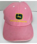 John Deere Pink Green Logo Baseball Cap Hat Adjustable Hook Loop Cotton  - £14.73 GBP