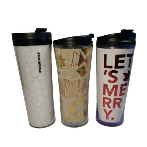 LOT OF 3 STARBUCKS Christmas Holidays Themed Travel Tumblers - USED  - $34.65