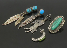 ZUNI NAVAJO 925 Silver - Vintage Multi-Stone Lot Single Earrings - EG11252 - £83.79 GBP