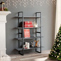 4-Tier Book Cabinet Grey 100x30x140 cm Solid Pine Wood - £59.26 GBP