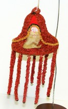 Vintage Chenille Christmas Bell Ornament with Santa Face &amp; 10 Dangles - £70.79 GBP