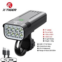 X-TIGER Bike Light Set Powerful USB Rechargeable Bright 10000mAh Bicycle Front L - £89.71 GBP