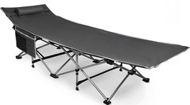 Camping Cot, Heavy Duty Portable Foldable Outdoor Bed with Carry Bag - Dark Grey - £62.90 GBP