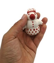 Artisan Ceramic Snowman Figurine Miniature Christmas Ornament, Winter Cake Decor - £30.47 GBP