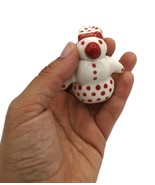 Artisan Ceramic Snowman Figurine Miniature Christmas Ornament, Winter Ca... - £29.98 GBP