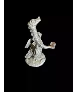 Vintage Pewter Dragon Figurine with Crystal Ball Orb - Fantasy Collectible - $12.00