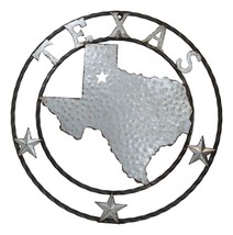 Large 24&quot; Rustic Western Lone Star State Texas Galvanized Metal Wall Cir... - £39.61 GBP