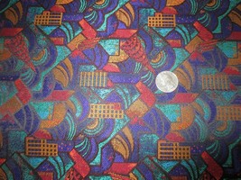 3133. Multi-Color Woven Geometric Upholstery, Craft Fabric - 54&quot; X 1 Yd. - £9.59 GBP
