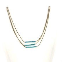 Vtg Sign Sterling Southwestern Layered Liquid Silver Turquoise Beads Necklace 17 - £31.84 GBP