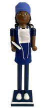 Wooden Christmas Nutcracker, 16&quot;,AFRICAN American Female Nurse In Blue, Ashland - £27.24 GBP