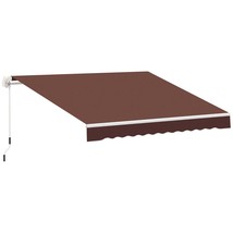 Outsunny 12&#39;x8&#39; Retractable Patio Awning Sun Shade Manual Brown - $298.99