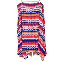 Studio Woman JPR Maxi Skirt 1X Womens Chevron Striped Red Blue Asymmetrical - £13.03 GBP