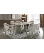 Leiston Modern Marble &amp; Wood 7-Pc Dining Set | Grey Oak Base - $1,999.00