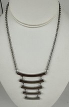 Necklace Chico&#39;s  Silver Tone Bar Pendant  and Chain 3&quot; Ext Lobster Claw - $9.95