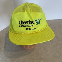 Cheerios 50th Anniversary neon yellow rope snapback hat 1991 cereal gene... - $14.03
