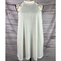 Cable &amp; Gauge Sleeveless Top Womens XL Mock Neck Gold Button Accents Semi Sheer - £9.91 GBP