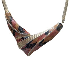 Enamel Multi-color Vintage 1970s Snake Chain Necklace Gold Tone Choker - $365.67 MXN
