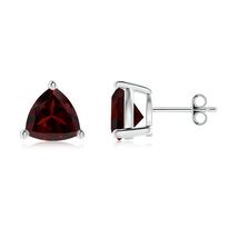 ANGARA Natural Garnet Stud Fine Earrings in Sterling Silver (Size-8mm) - $341.05+