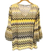 Susan Graver QVC Womens Chevron Patterned Bell Sleeve Tunic Top Size M Y... - $17.28