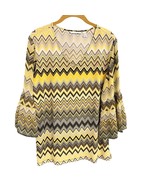 Susan Graver QVC Womens Chevron Patterned Bell Sleeve Tunic Top Size M Y... - $23.68 CAD