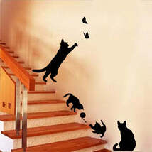 Cat Wall Stickers – Playful 3D Cartoon Decor - $6.00