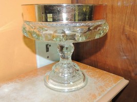Antique EAPG Compote 7&quot; Kings Crown pattern clear with Gold Gilt Rim Bowl - €29,11 EUR