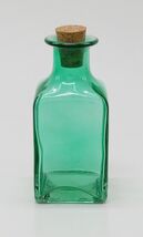 Green Colored Glass Square Bud Vase H 4.5 inches Vintage Style Apothecar... - $14.94