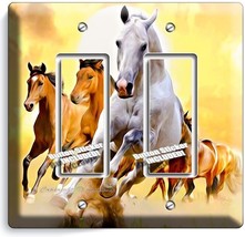 LIPIZZAN STALLION &amp; MUSTANG HORSES DOUBLE GFCI LIGHT SWITCH WALL PLATE A... - £10.93 GBP