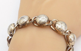NAPIER 925 Sterling Silver - Vintage Dark Tone Dome Link Chain Bracelet - BT2996 - £74.20 GBP